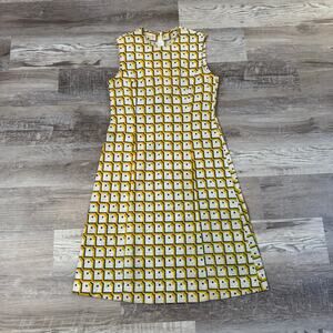 Vintage Sunbird Sleeveless Midi Dress Yellow Geometric Mod 60s 70s Small